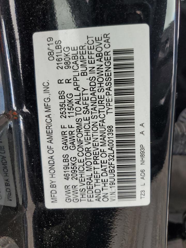 2020 Acura Tlx VIN: 19UUB2F32LA001398 Lot: 56947415