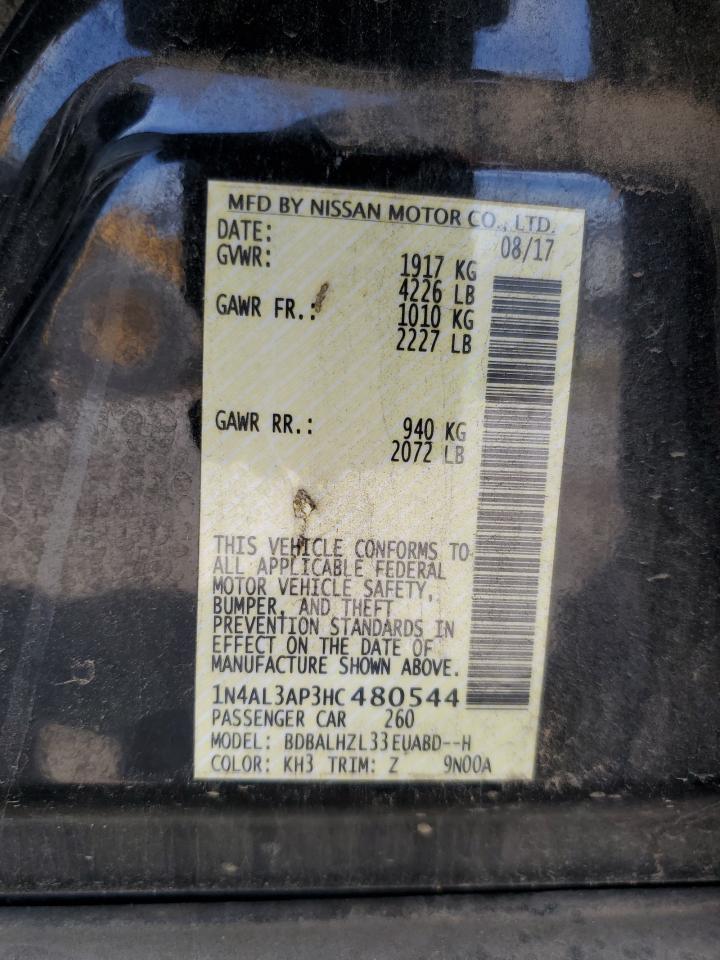 2017 Nissan Altima 2.5 VIN: 1N4AL3AP3HC480544 Lot: 58254605