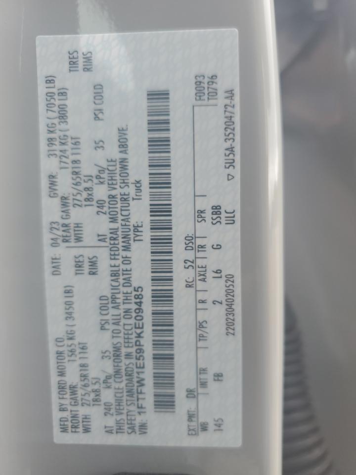 1FTFW1E59PKE09485 FORD F-150 2023