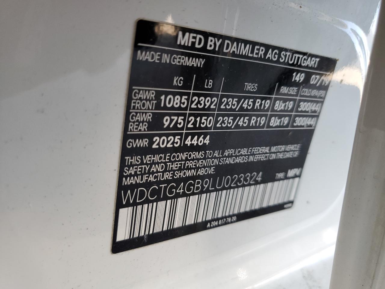 2020 Mercedes-Benz Gla 250 4Matic VIN: WDCTG4GB9LU023324 Lot: 57729075