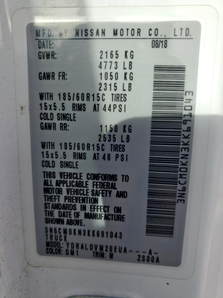 2019 Nissan Nv200 2.5S VIN: 3N6CM0KN3KK691043 Lot: 56935795