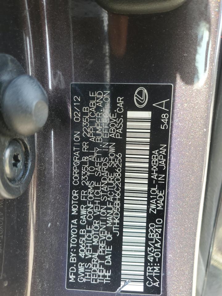 2012 Lexus Ct 200 VIN: JTHKD5BH6C2086256 Lot: 57241365