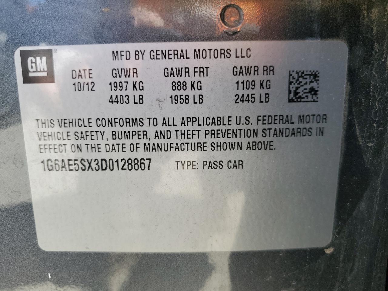 2013 Cadillac Ats Premium VIN: 1G6AE5SX3D0128867 Lot: 57284895