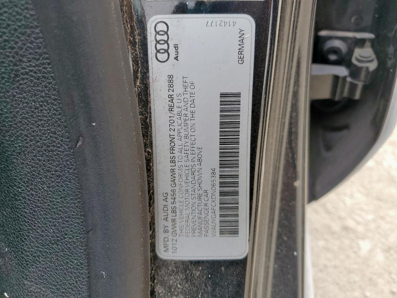 2013 Audi A7 Premium Plus VIN: WAUYGAFCXDN065384 Lot: 57340515