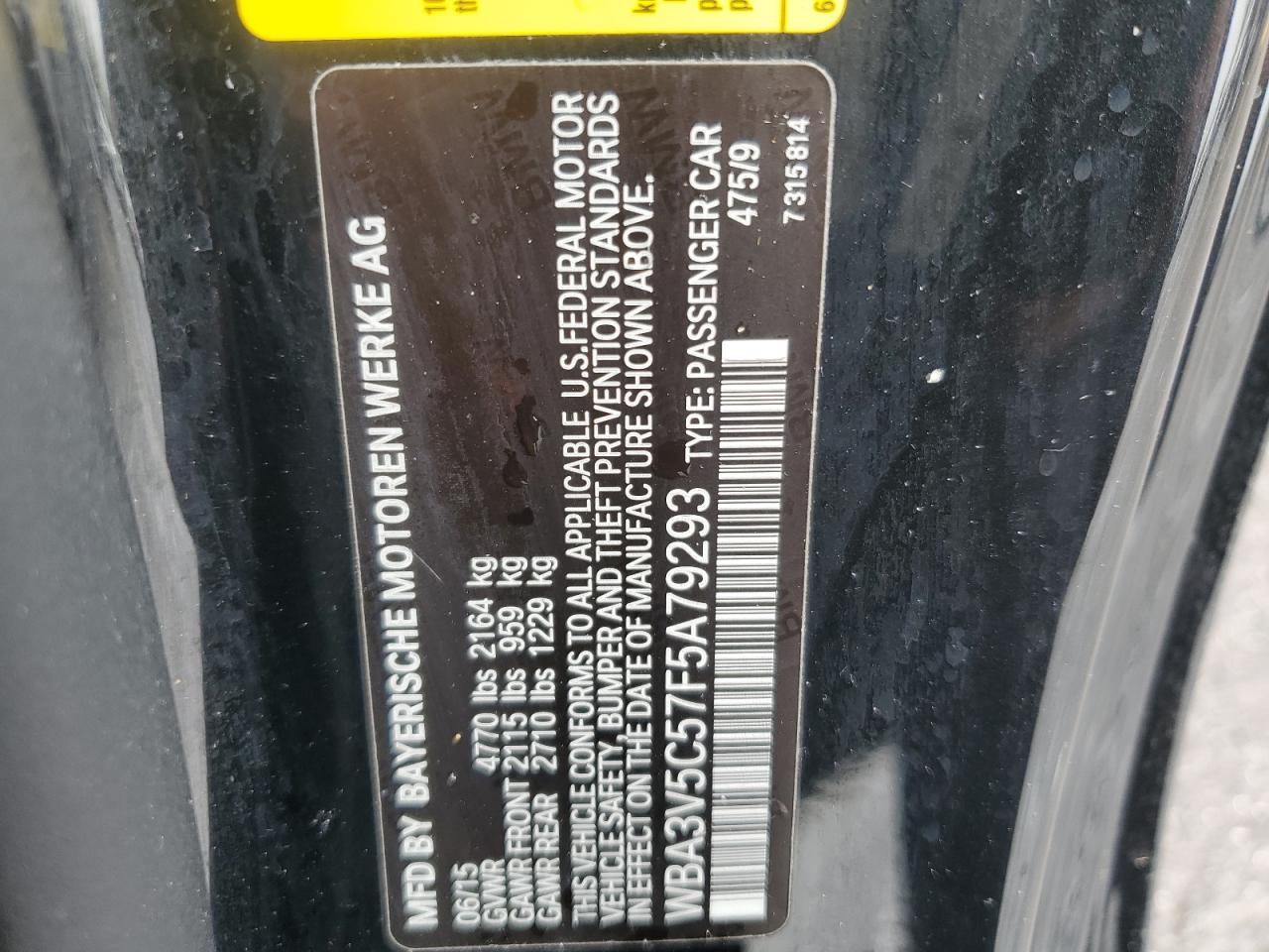 2015 BMW 428 I VIN: WBA3V5C57F5A79293 Lot: 56640245