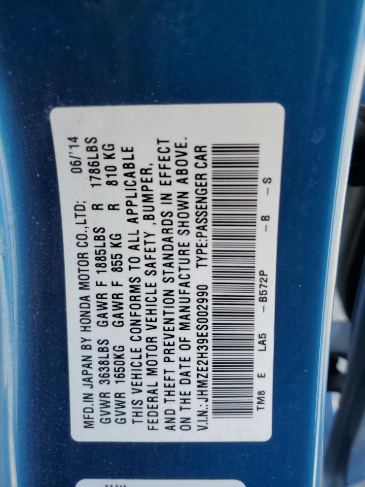 2014 Honda Insight VIN: JHMZE2H39ES002990 Lot: 57907275