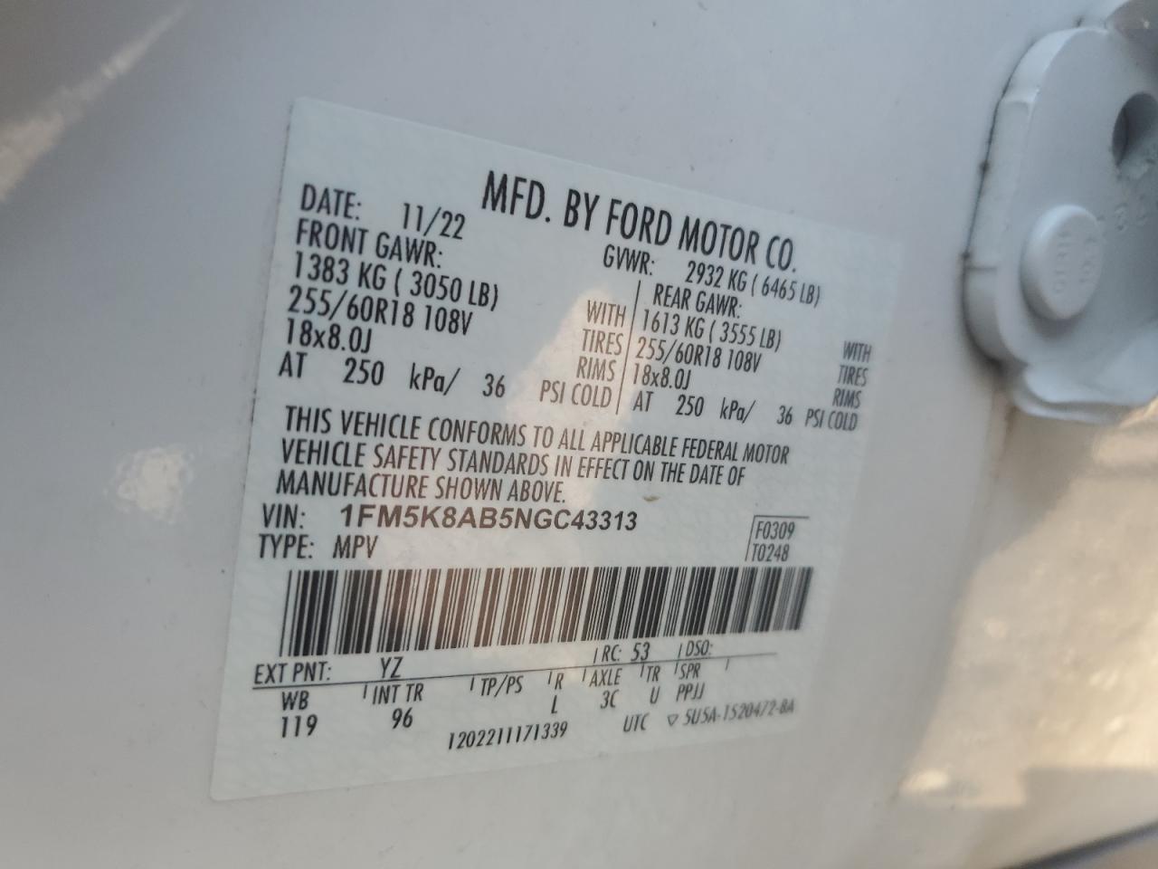 2022 Ford Explorer Police Interceptor VIN: 1FM5K8AB1NGA42668 Lot: 54610105