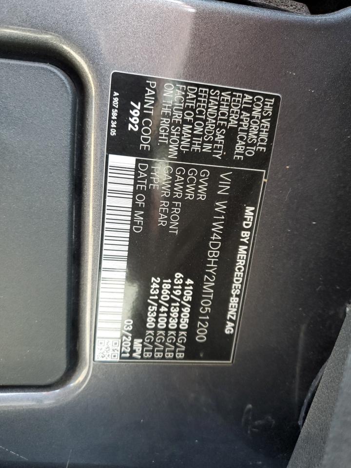 2021 Mercedes-Benz Sprinter 2500 VIN: W1W4DBHY2MT051200 Lot: 58842025