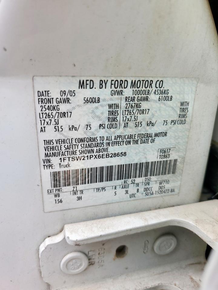 2006 Ford F250 Super Duty VIN: 1FTSW21PX6EB28658 Lot: 56419545