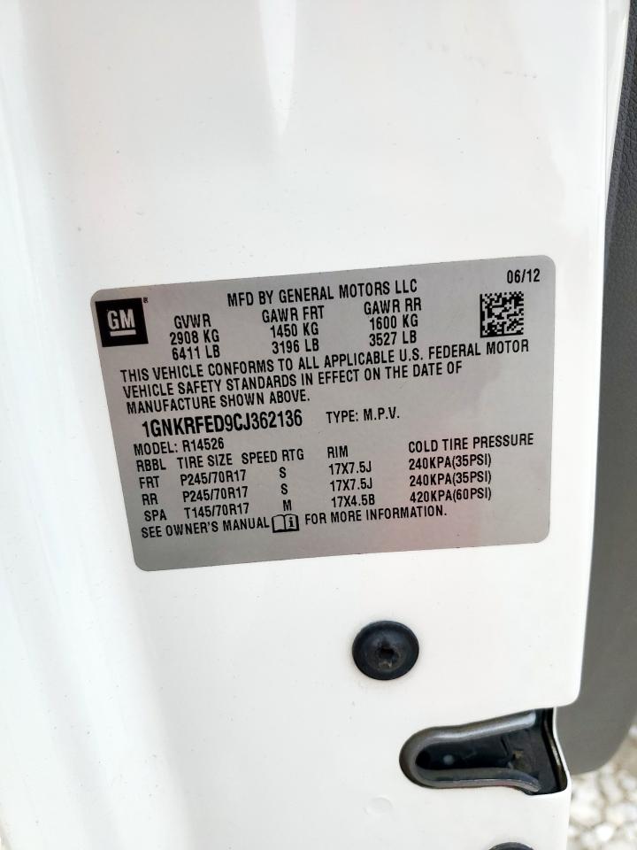 2012 Chevrolet Traverse Ls VIN: 1GNKRFED9CJ362136 Lot: 59169635