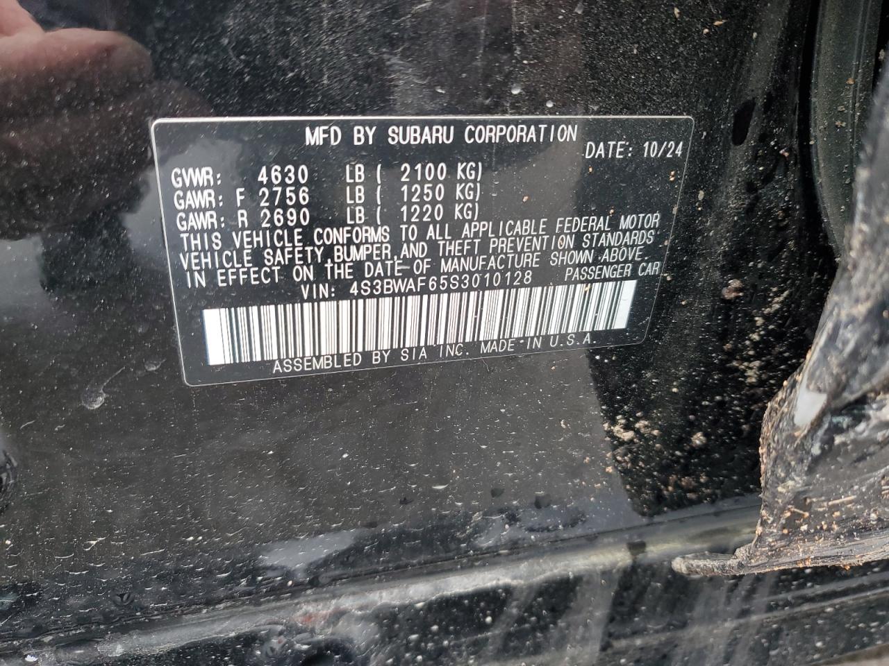 2025 Subaru Legacy Premium VIN: 4S3BWAF65S3010128 Lot: 57115155
