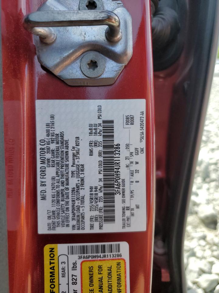 3FA6P0H94JR113286 FORD FUSION 2018