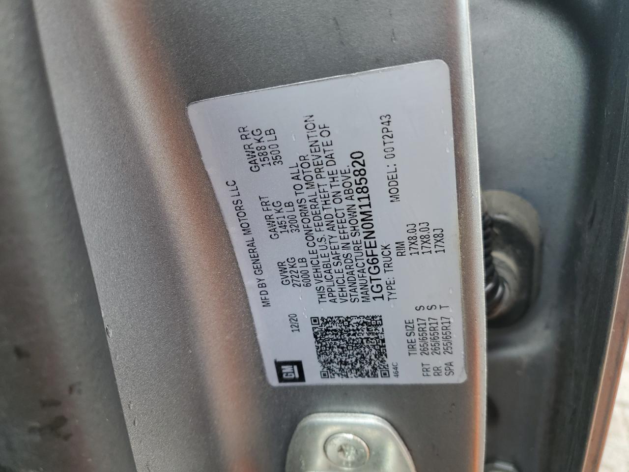 2021 GMC Canyon At4 VIN: 1GTG6FEN0M1185820 Lot: 57070275