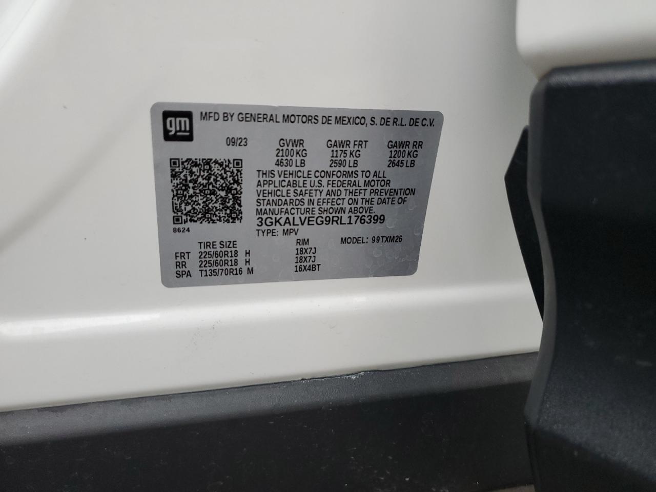 2024 GMC Terrain Slt VIN: 3GKALVEG9RL176399 Lot: 57793495