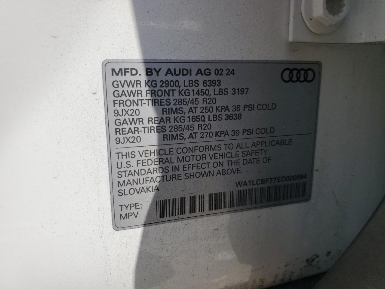 2025 Audi Q7 Premium Plus VIN: WA1LCBF77SD000894 Lot: 56591005