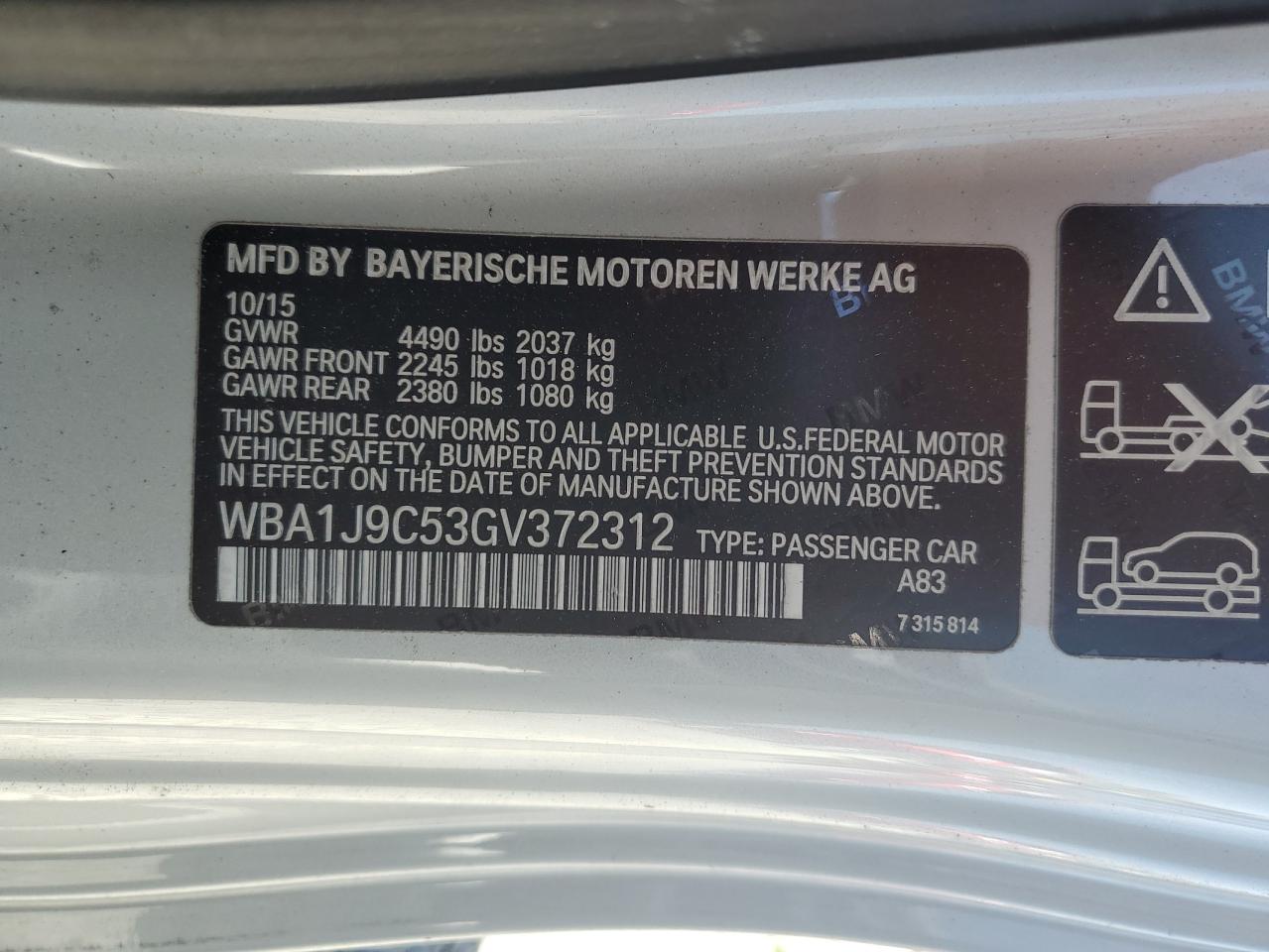 2016 BMW M235Xi VIN: WBA1J9C53GV372312 Lot: 58205455