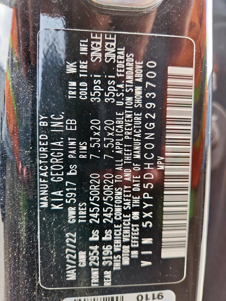 2022 Kia Telluride Sx VIN: 5XYP5DHC0NG293700 Lot: 58520085