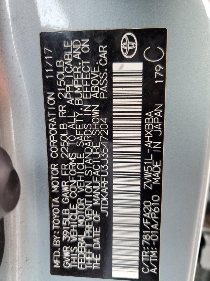 2018 Toyota Prius VIN: JTDKARFU3J3547204 Lot: 56529285