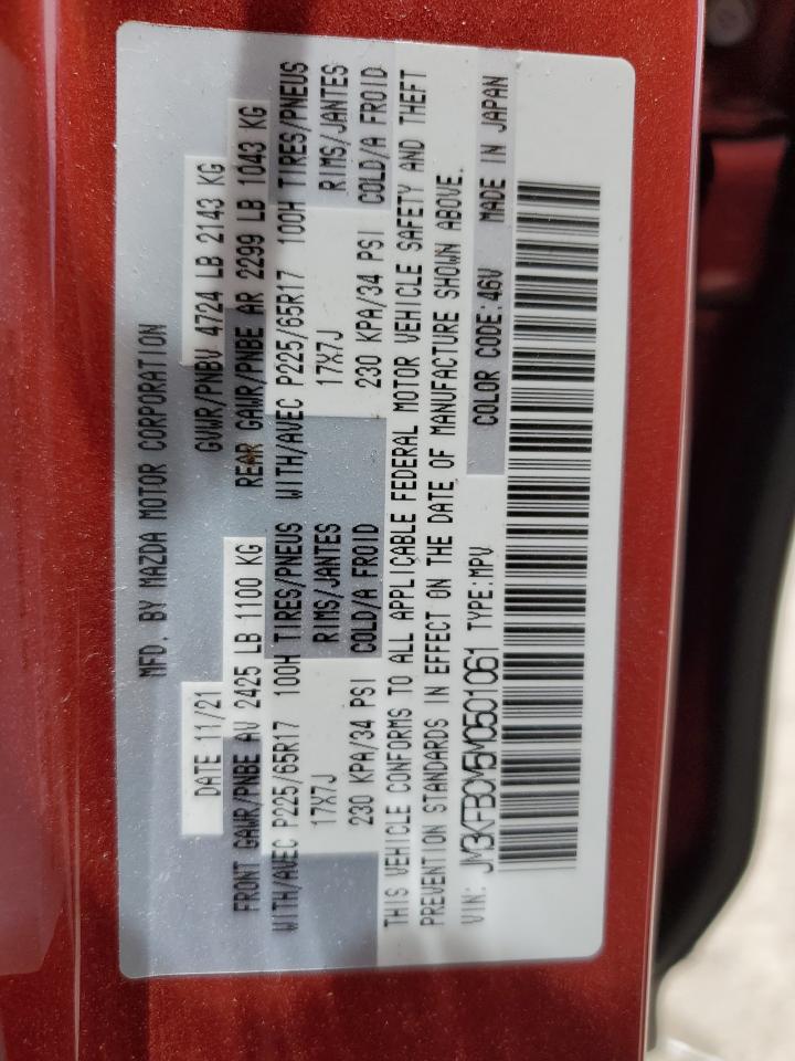 2021 Mazda Cx-5 Touring VIN: JM3KFBCM5M0501061 Lot: 56131785