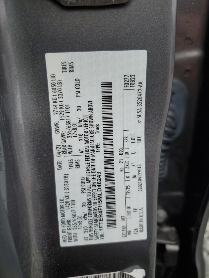 2021 Ford Ranger Xl VIN: 1FTER4FH5MLD46243 Lot: 57226825