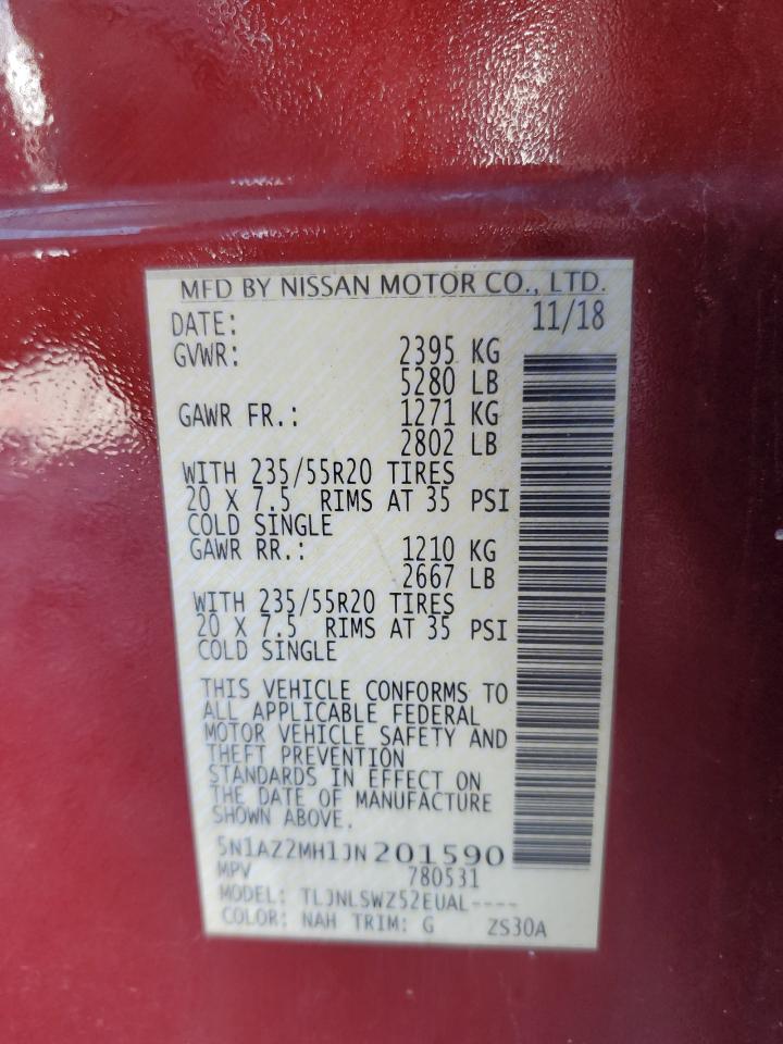 2018 Nissan Murano S VIN: 5N1AZ2MH1JN201590 Lot: 56638915