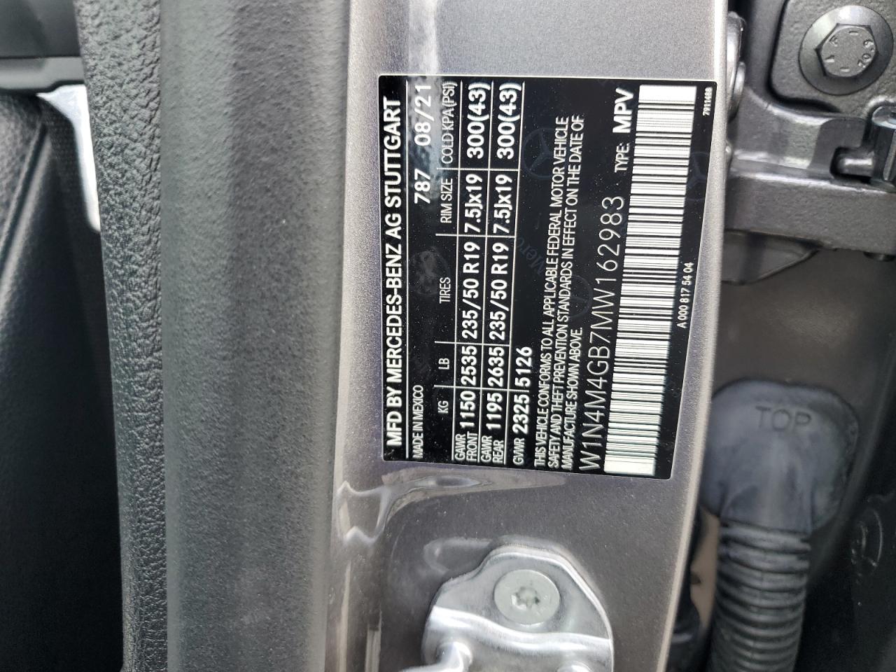 2021 Mercedes-Benz Glb 250 VIN: W1N4M4GB7MW162983 Lot: 56397965