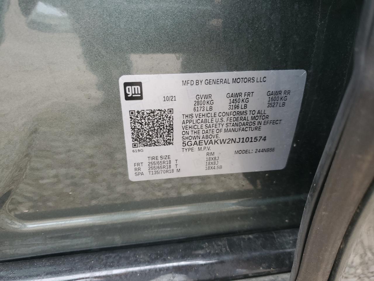 2022 Buick Enclave Essence VIN: 5GAEVAKW2NJ101574 Lot: 56540765