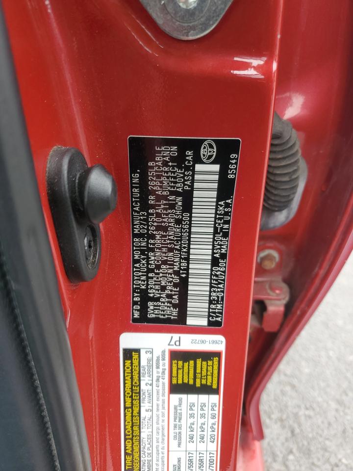 2013 Toyota Camry L VIN: 4T1BF1FKXDU656500 Lot: 57628445