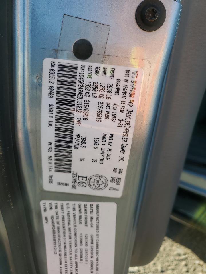 2005 Dodge Grand Caravan Se VIN: 1D4GP24R45B151212 Lot: 53976995