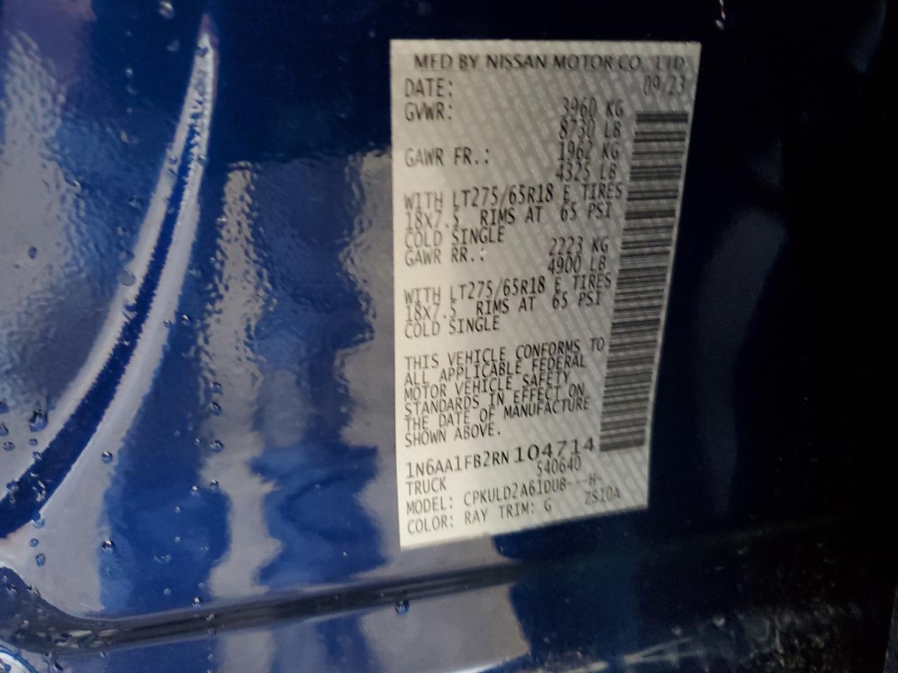 2024 Nissan Titan Xd Sv VIN: 1N6AA1FB2RN104714 Lot: 56576955
