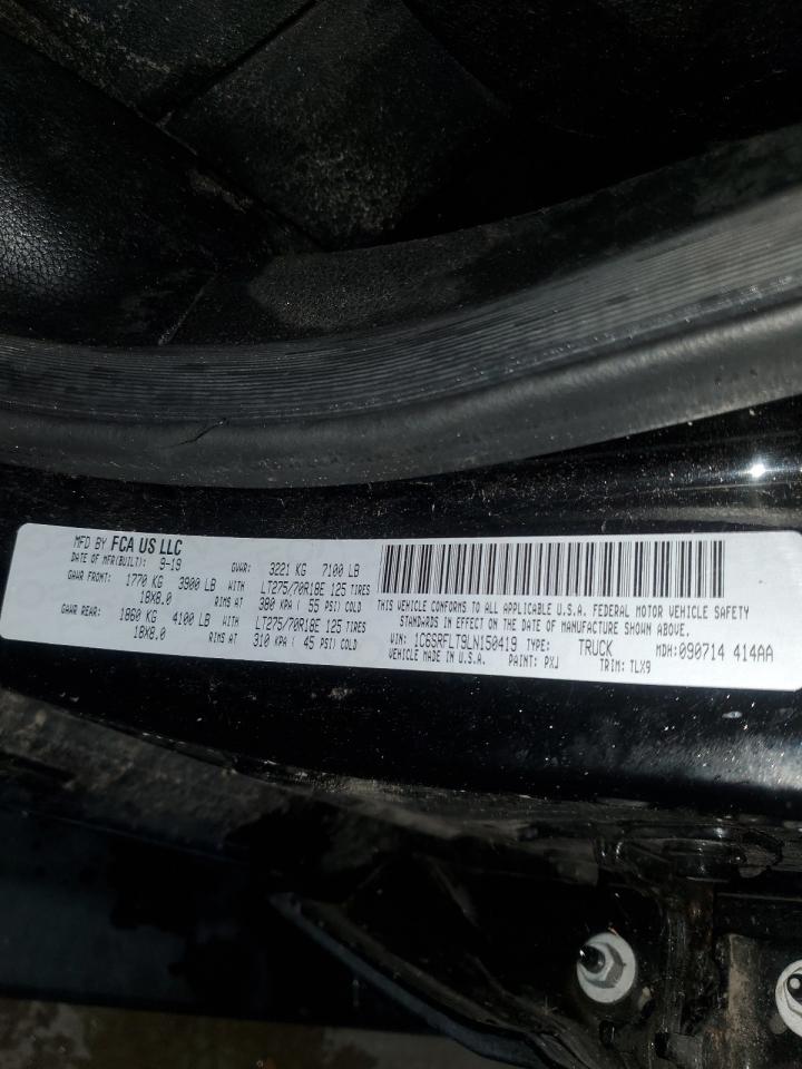 2020 Ram 1500 Rebel VIN: 1C6SRFLT9LN150419 Lot: 56500505