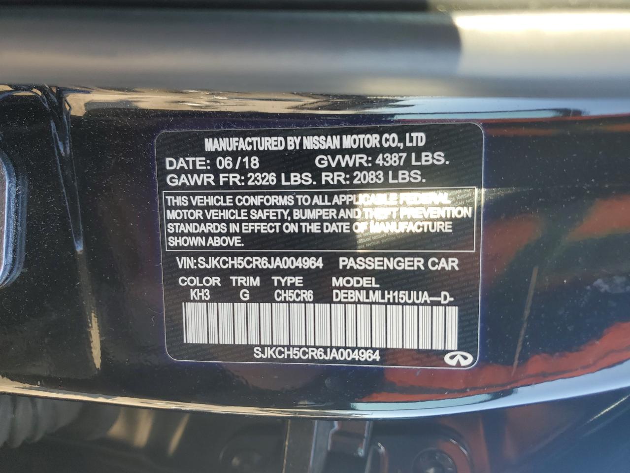 2018 Infiniti Qx30 Pure VIN: SJKCH5CR6JA004964 Lot: 57398265
