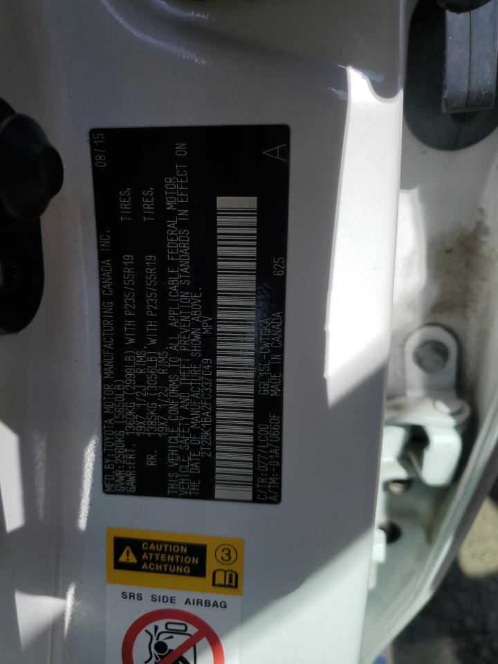 2015 Lexus Rx 350 Base VIN: 2T2BK1BA2FC337049 Lot: 57147715