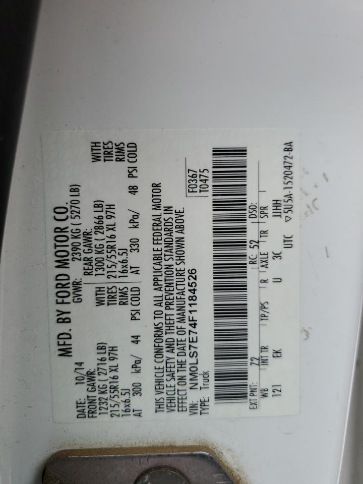2015 Ford Transit Connect Xl VIN: NM0LS7E74F1184526 Lot: 57444775