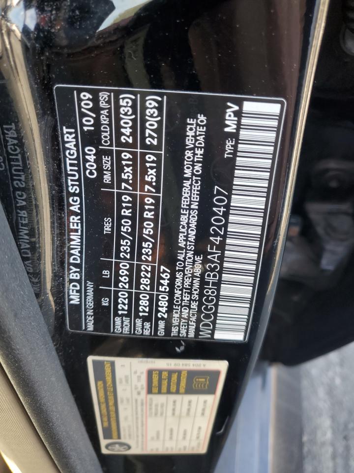 2010 Mercedes-Benz Glk 350 4Matic VIN: WDCGG8HB3AF420407 Lot: 55936065