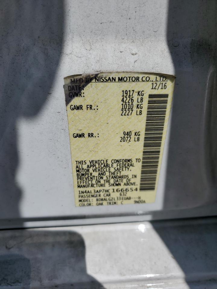 2017 Nissan Altima 2.5 VIN: 1N4AL3AP7HC166654 Lot: 56684345