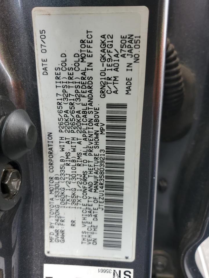 2005 Toyota 4Runner Sr5 VIN: JTEZU14R358039213 Lot: 56719235