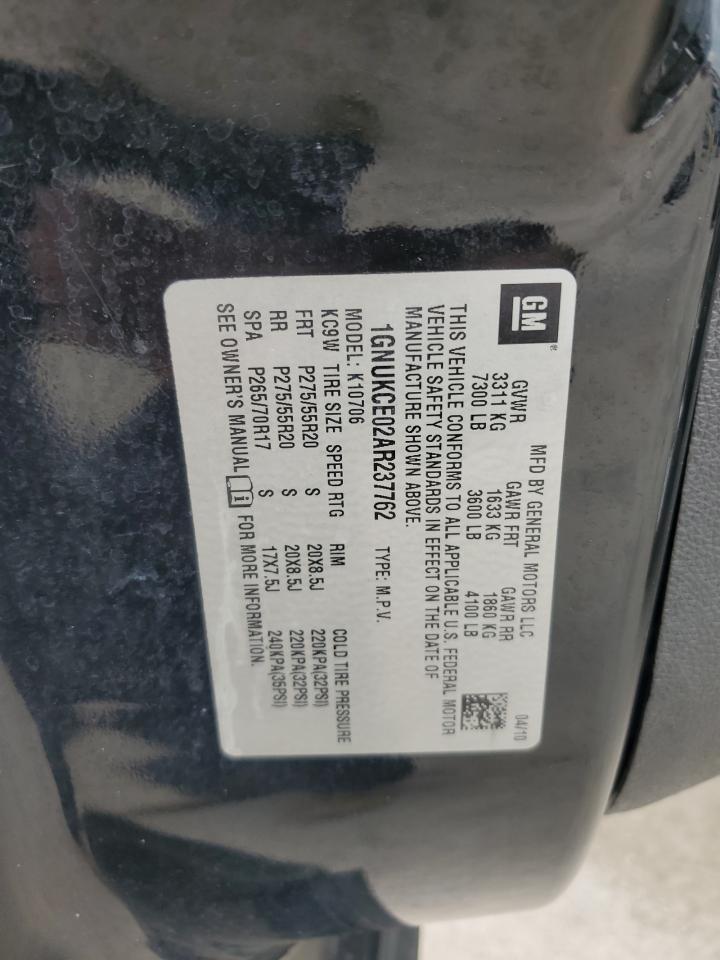 2010 Chevrolet Tahoe K1500 Ltz VIN: 1GNUKCE02AR237762 Lot: 57056415