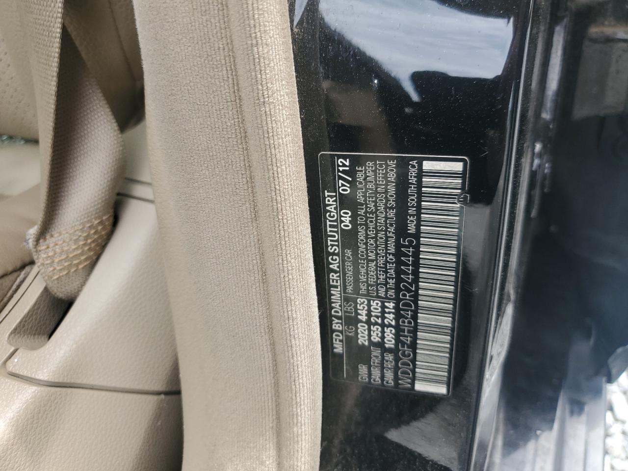 2013 Mercedes-Benz C 250 VIN: WDDGF4HB4DR244445 Lot: 57210725