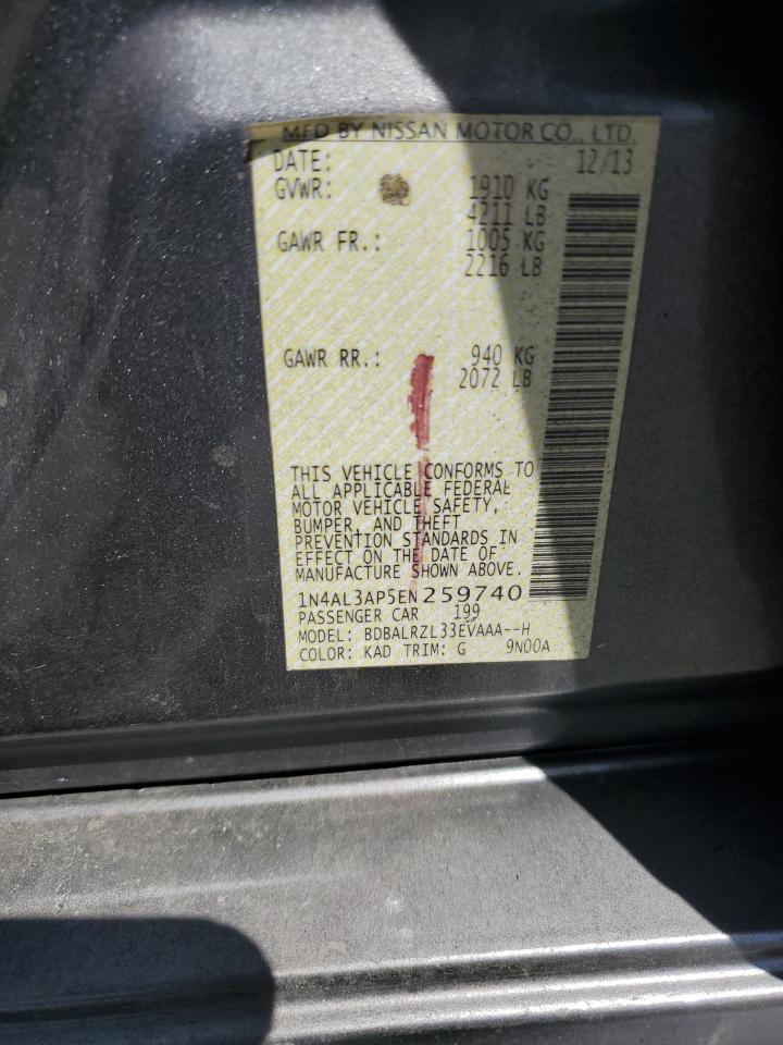 2014 Nissan Altima 2.5 VIN: 1N4AL3AP5EN259740 Lot: 57124635
