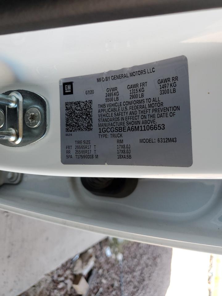 2021 Chevrolet Colorado VIN: 1GCGSBEA6M1106653 Lot: 56607495