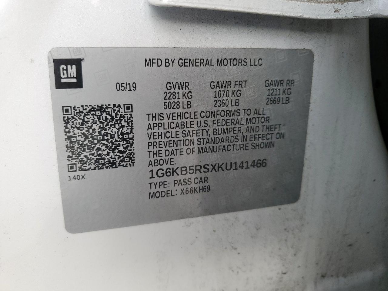 2019 Cadillac Ct6 Luxury VIN: 1G6KB5RSXKU141466 Lot: 50987035