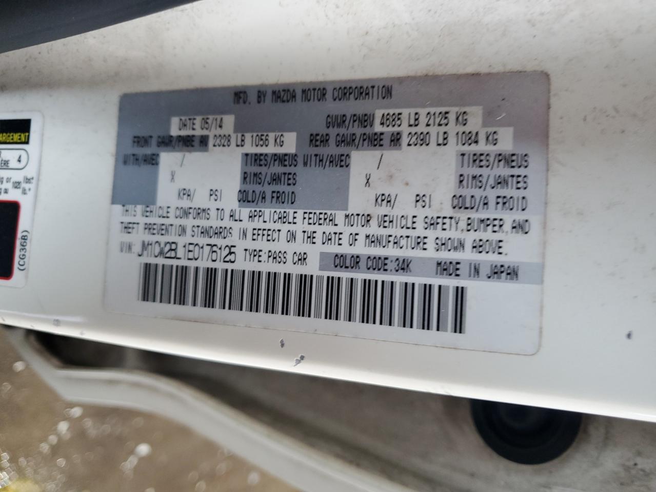 2014 Mazda 5 Sport VIN: JM1CW2BL1E0176125 Lot: 56035745