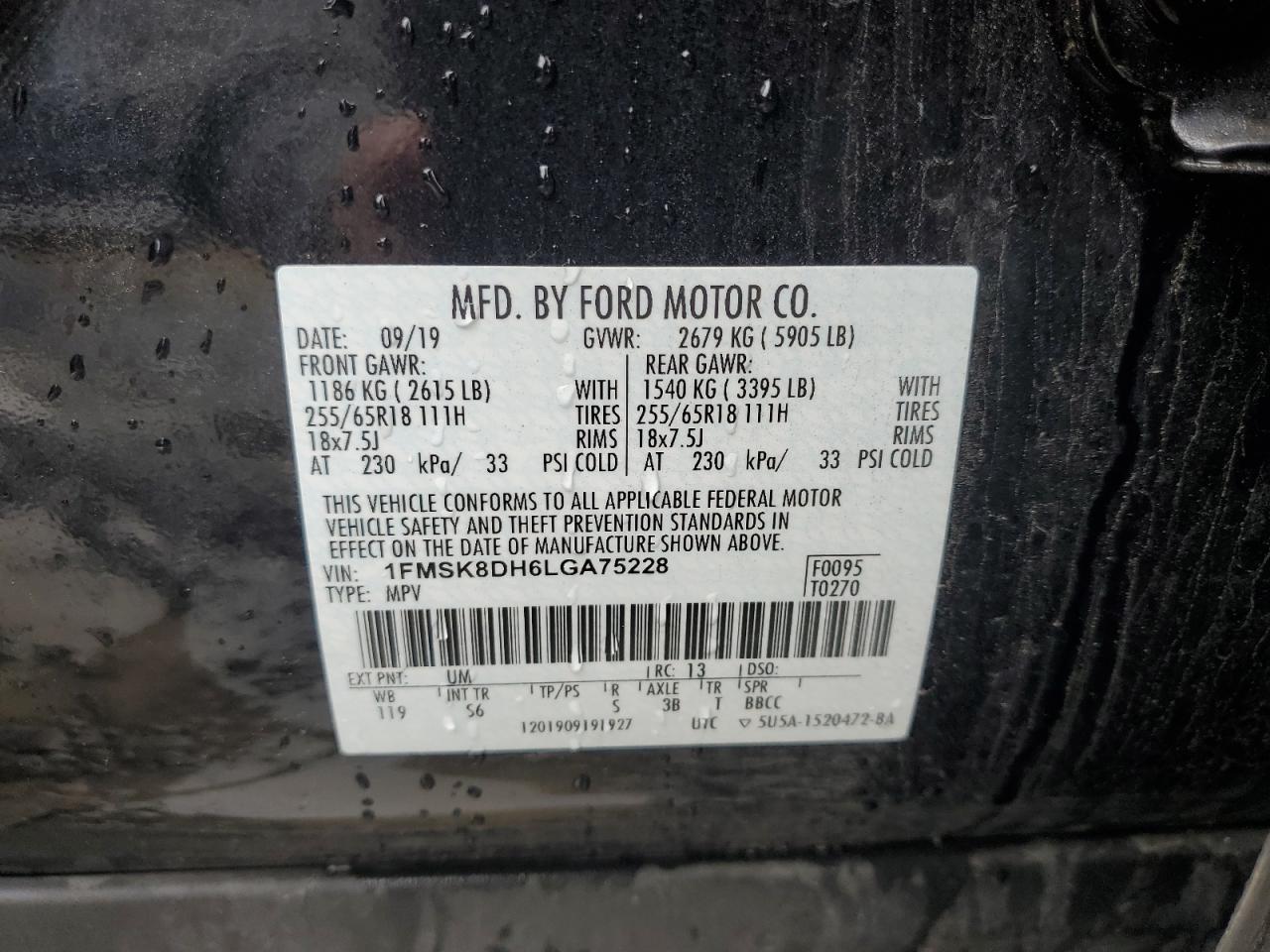 2020 Ford Explorer Xlt VIN: 1FMSK8DH6LGA75228 Lot: 56492715
