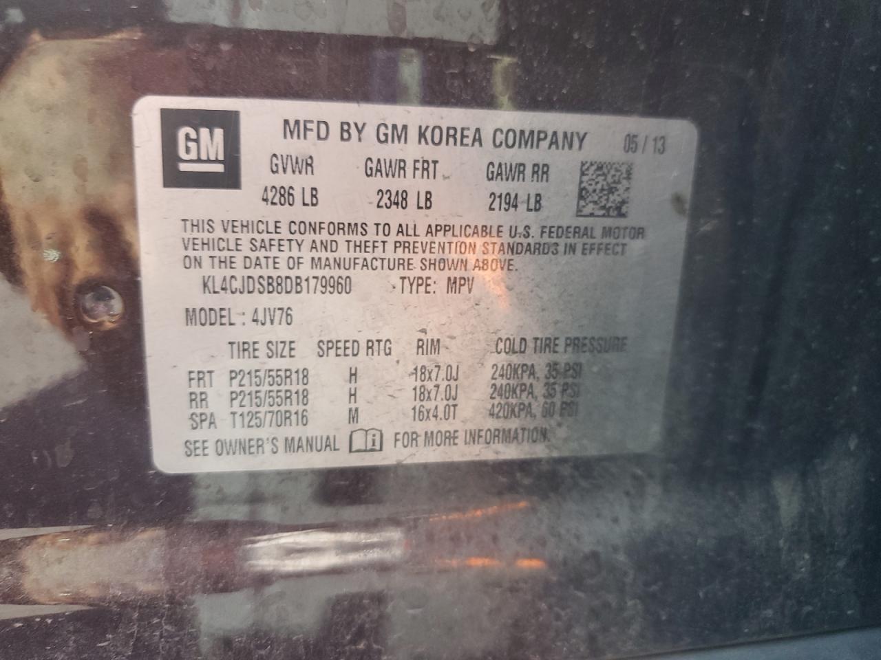 2013 Buick Encore Premium VIN: KL4CJDSB8DB179960 Lot: 56897945