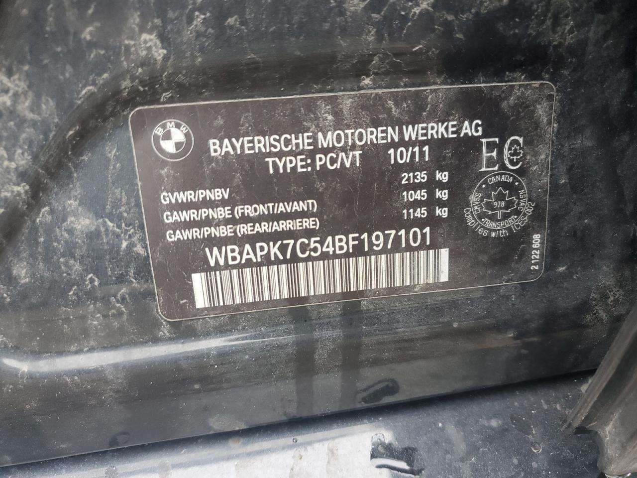 2011 BMW 328 Xi VIN: WBAPK7C54BF197101 Lot: 55038065