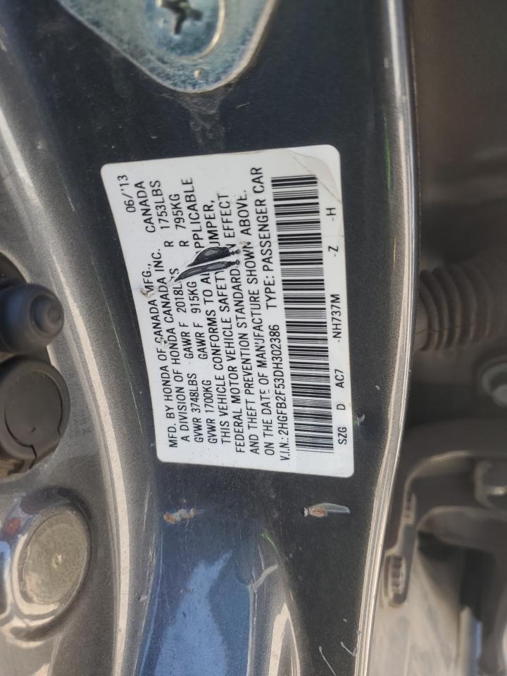 2013 Honda Civic Lx VIN: 2HGFB2F53DH302386 Lot: 56384405