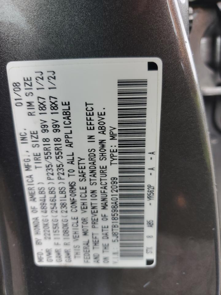 2008 Acura Rdx Technology VIN: 5J8TB18598A012099 Lot: 57600315