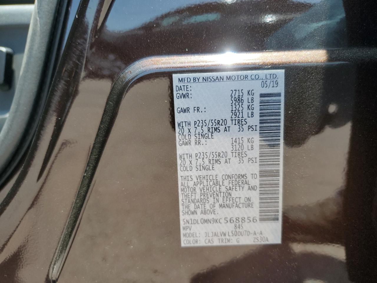 2019 Infiniti Qx60 Luxe VIN: 5N1DL0MN9KC568856 Lot: 58448245