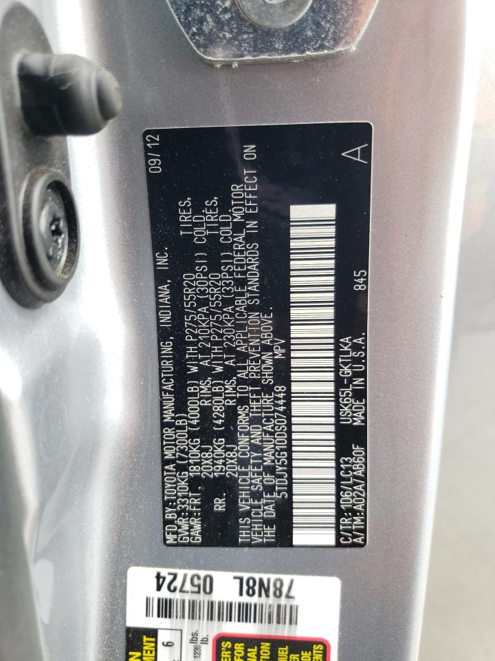 2013 Toyota Sequoia Limited VIN: 5TDJY5G10DS074448 Lot: 55629005